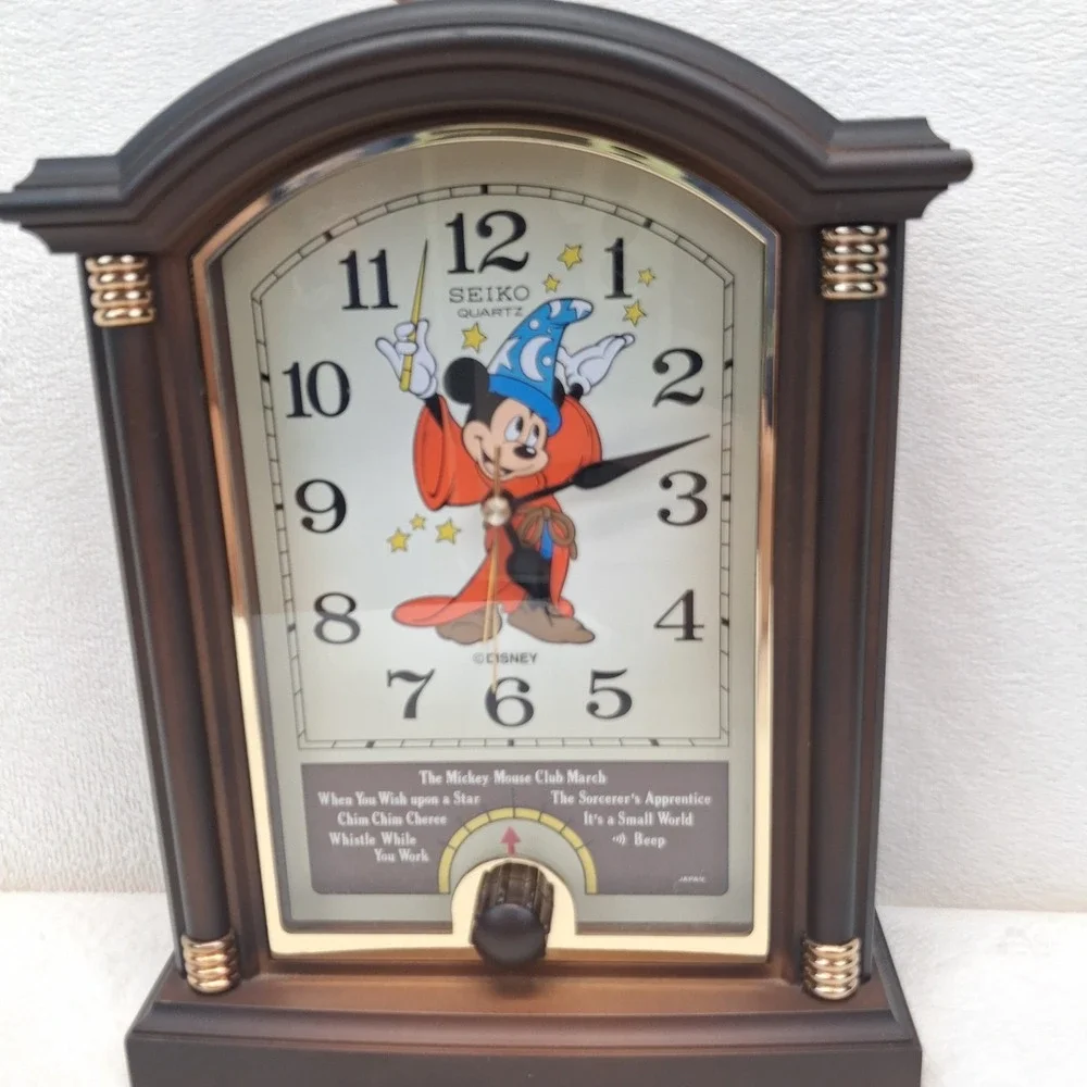 Vintage Seiko QFD211B Disney Mickey Mouse Sorcerer Musical Alarm Clock Tested